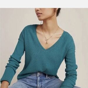by Anthropologie Teal Textured Blouse